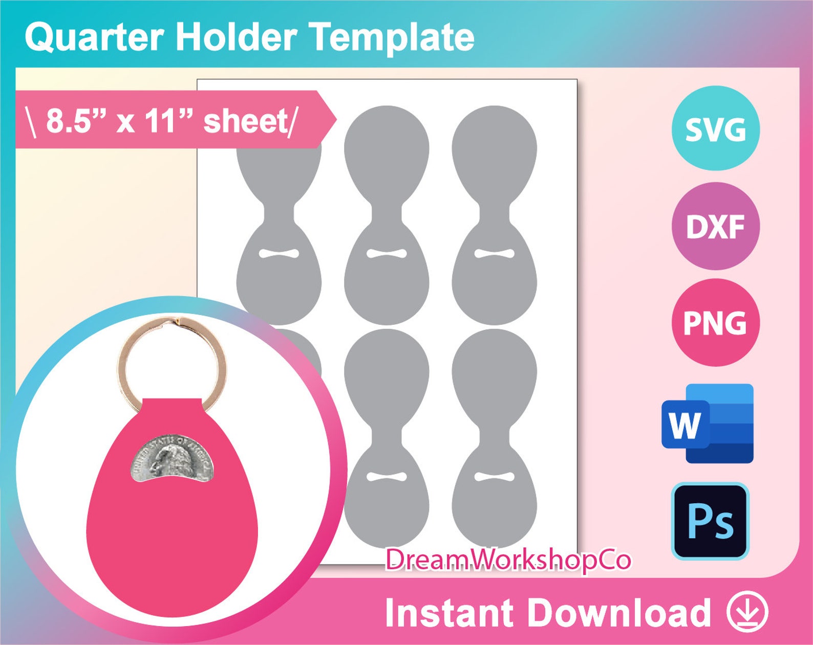 Coin Holder Quarter Holder Template SVG DXF Ms Word Png Etsy