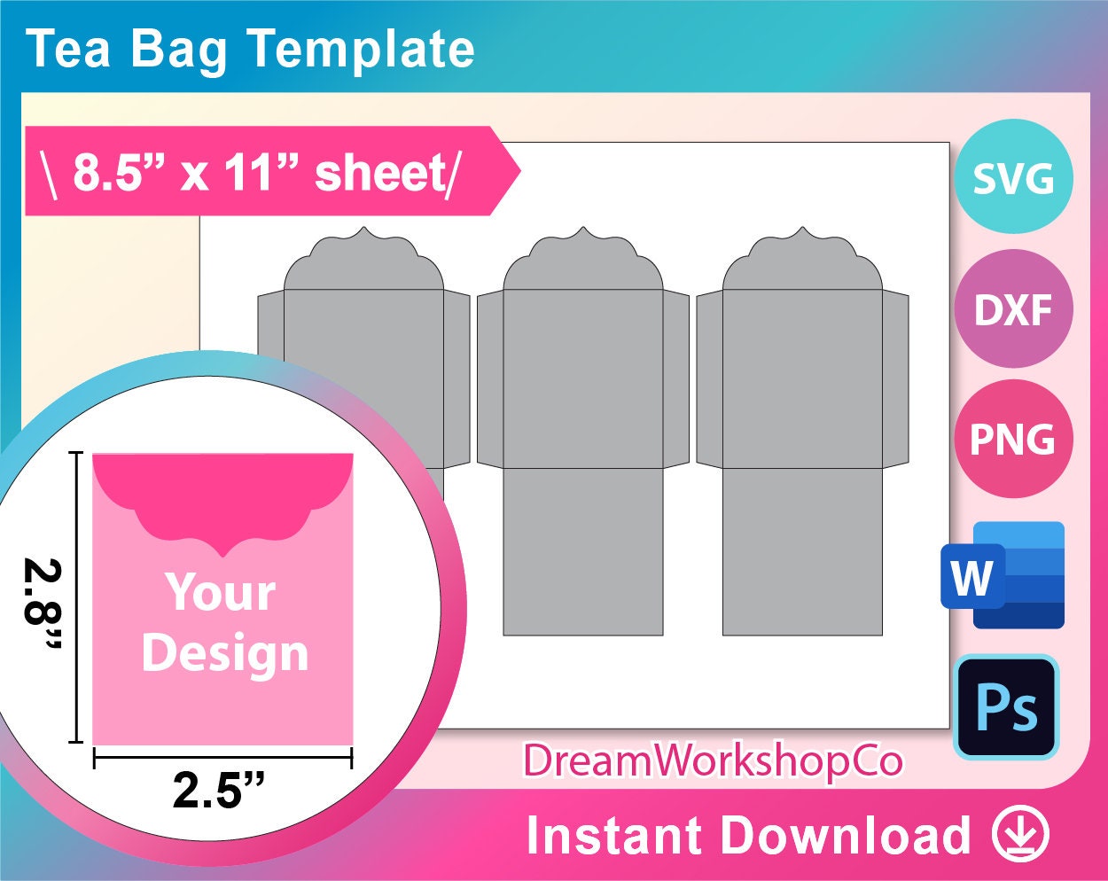 tea bag envelope template seed packet template ms word psd etsy