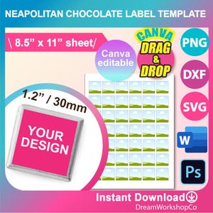 Neapolitan Chocolate Template, SVG, DXF, Canva, Ms Word Docx, Png, PSD, 8.5&quot;x11&quot; sheet, Printable