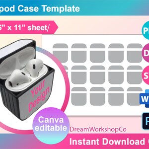 AirPod Case Sublimation Template, Canva, SVG, Dxf, Ms Word Docx, Png ...