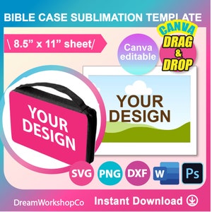 Bible Case Sublimation Template, Sublimation Template,  SVG, DXF, Ms Word Docx, Png, Psd, 8.5&quot;x11&quot; sheet, Printable