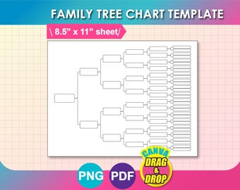 Family Tree Chart Template, Family Tree Template, Canva, PNG, PDF