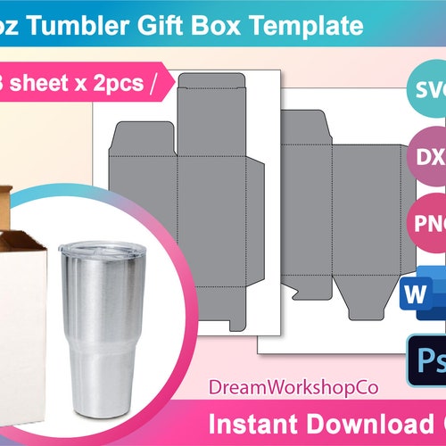 20oz Skinny Tumbler Box Template Gift Box Template SVG DXF Etsy