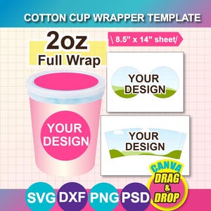 Cotton Candy Tub Label Template: Full Wrap, Canva Editable (Digital Download)
