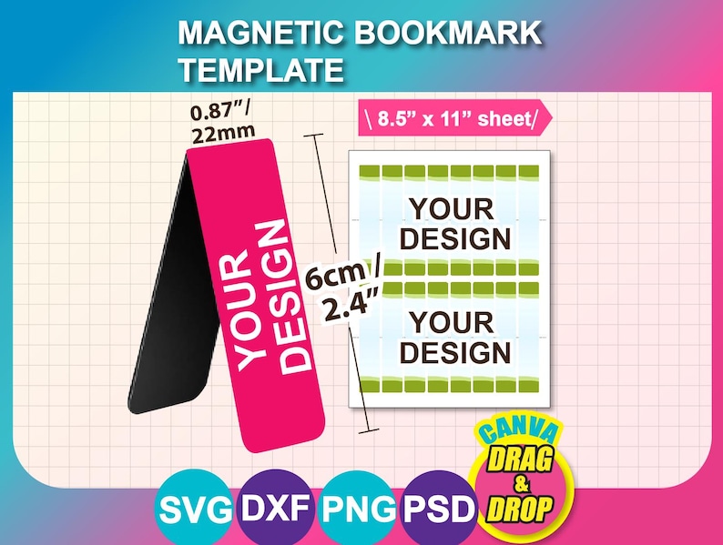 Bookmark Size Inches Magnetic Bookmark Sublimation Template, Bookmark Sublimation Template ...