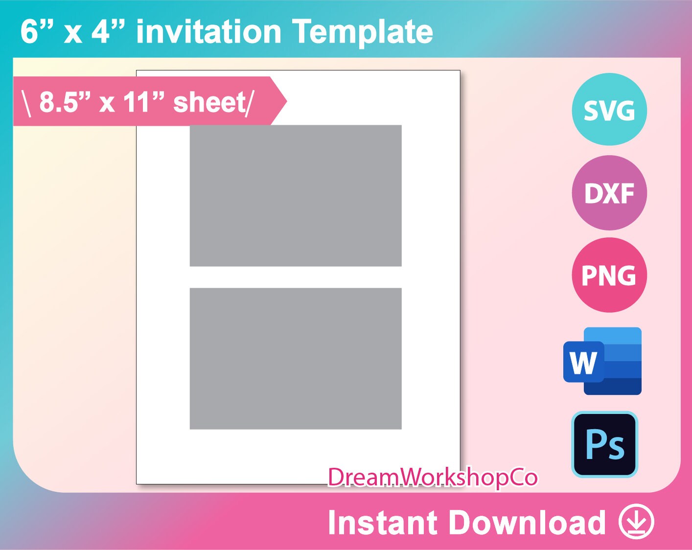 4 X 6 Invitation Card Template Postcard SVG - Etsy