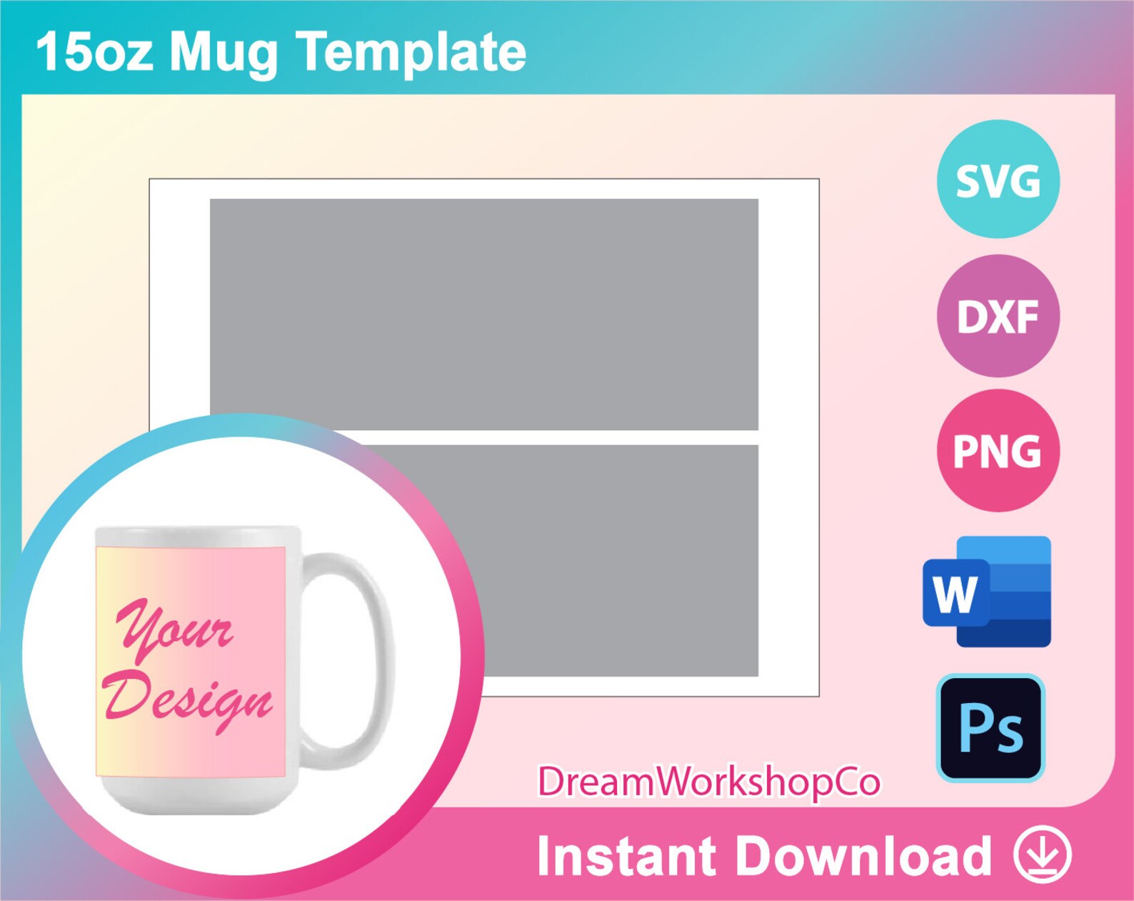Download 15oz Mug Template Sublimation Template SVG DXF Ms Word | Etsy