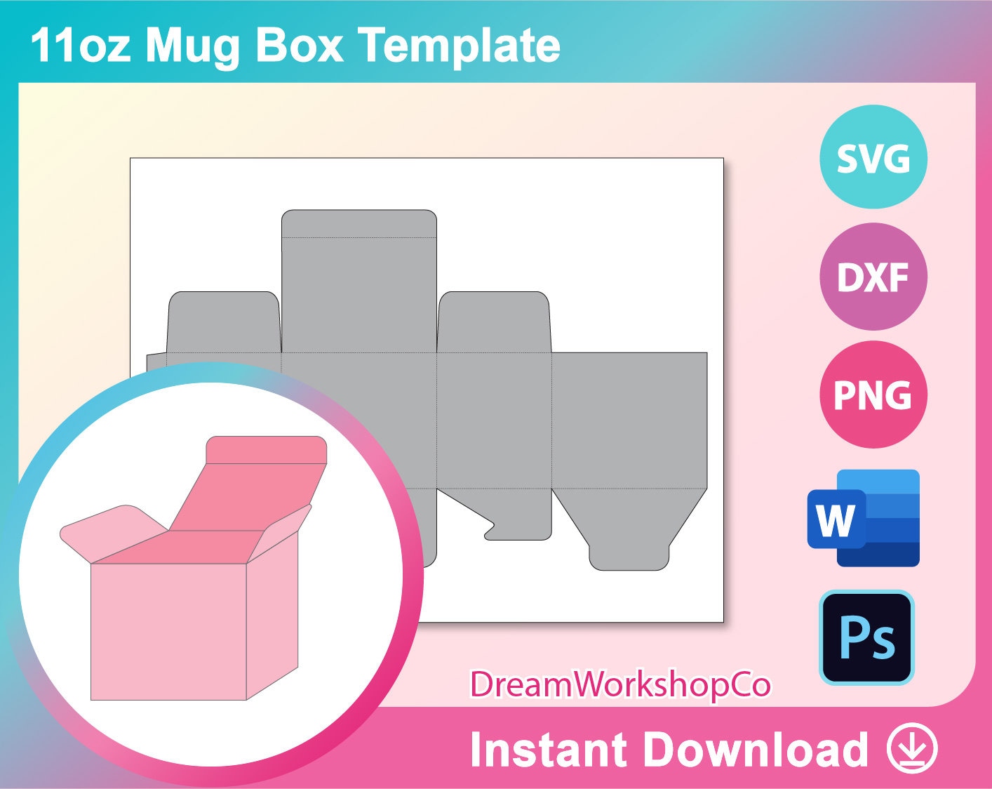Download 11oz Mug Box Template Sublimation Template SVG DXF Ms | Etsy
