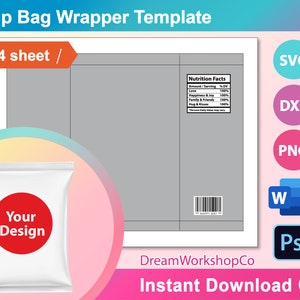 Chip Bag Template, Chip Bag Blank Template, SVG, DXF, Ms Word Docx, Png ...