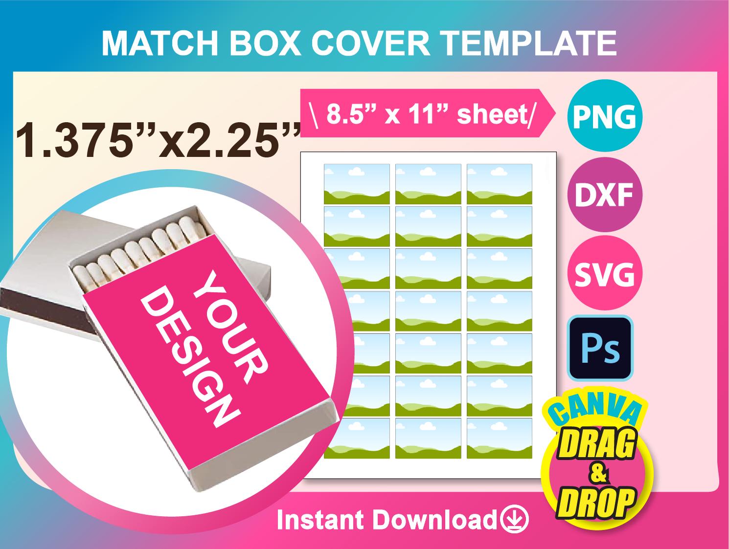 Matchbox Label Template, Matchbox Label Template SVG, DXF, Canva, Ms ...