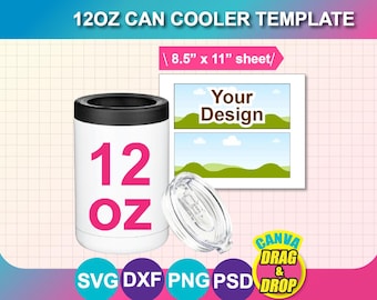 12oz Can Cooler Template: Sublimation Design (Digital Download)