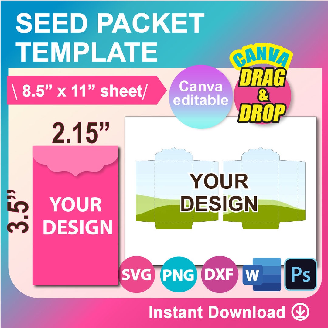 Fancy Seed Packet Template, Ms Word, PSD, Canva, PNG, SVG, Dxf, 8.5x11 ...