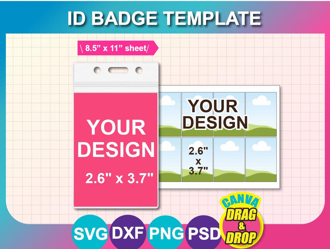 Vip Dxf Plantilla para portatarjetas de identificación, pase imprimible ...