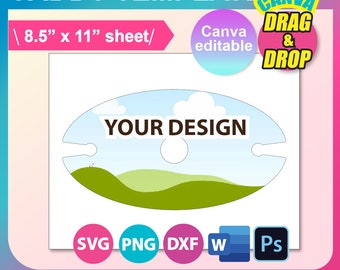 Wine Caddy Template, Glass Holder (svg, png, psd, canva, ms word - Digital Download)