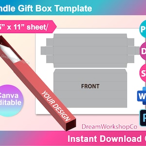 Kerzen-Box-Svg, unscented Kronleuchter Kerze Box-Vorlage, Pull-Box-Vorlage, SVG, Canva, DXF, Ms Word Docx, Png, Psd, 8,5 x 11 Printable