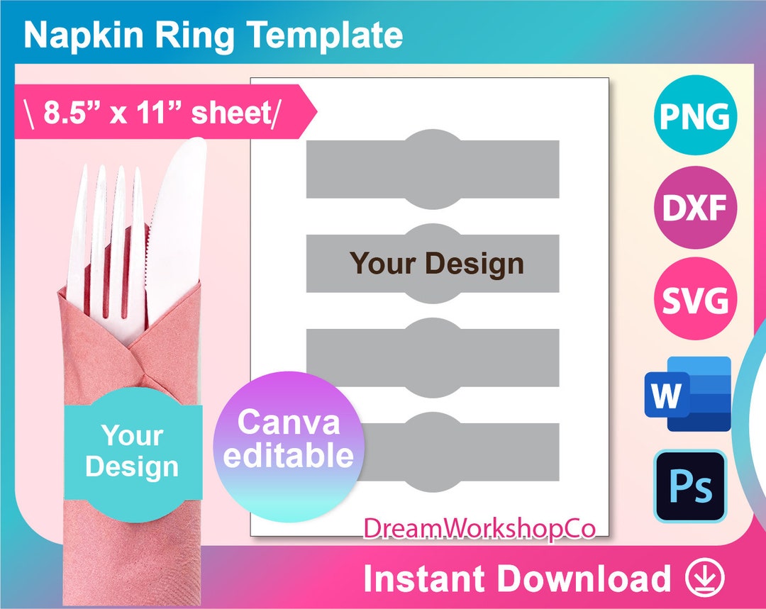 Napkin Ring Template Scalloped Napkin Ring Template Canva - Etsy