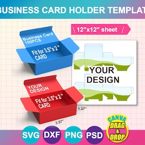 Plantilla de caja para tarjeta de presentación (svg, dxf, png, psd), Canva, MS Word (descarga instantánea)