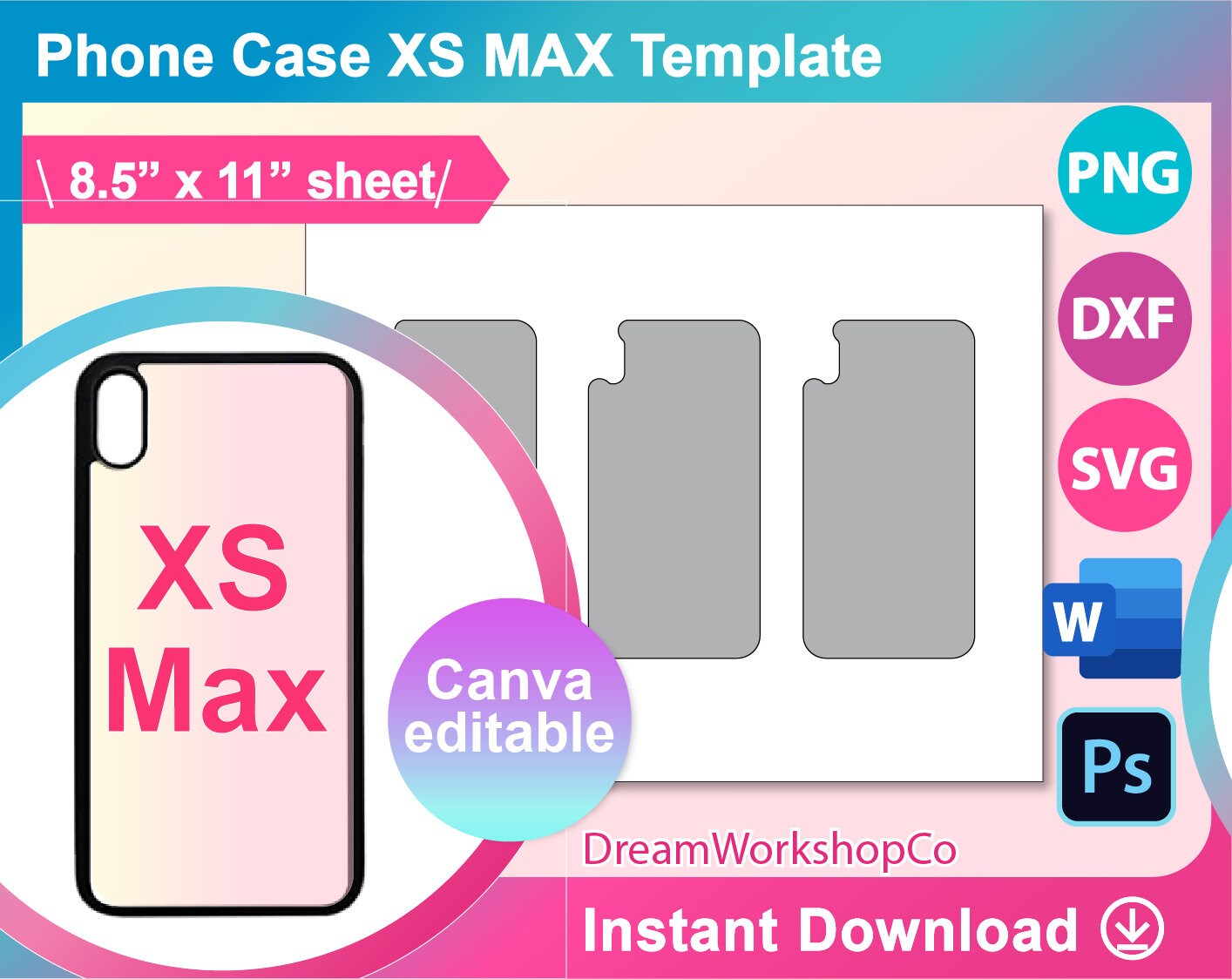 Phone Case XS Max Template Phone Case Template for Etsy UK