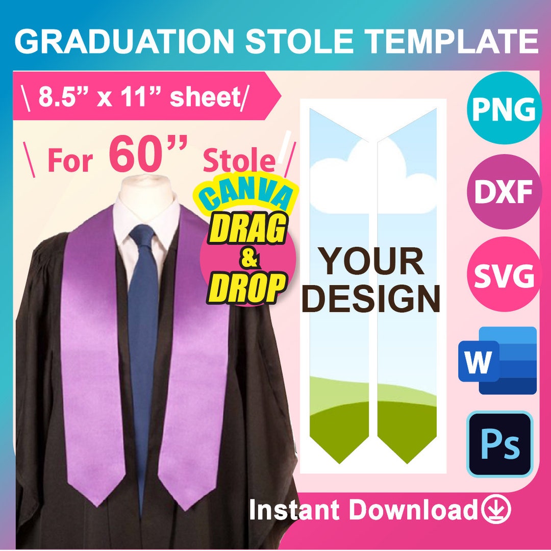60 Stole Template, Graduation Stole Template, Stole Template SVG PSD 60 Stole Template, Graduation Stole Template, Stole Template SVG PSD
