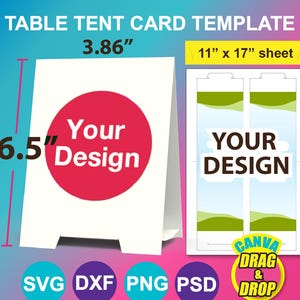 Table Tent Card Template, Food Label Card, SVG, DXF, Ms Word docx, Png, Psd, 11&quot;x17&quot; sheet, Printable, Instant Download