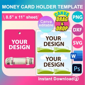 Geldkartenhalter Vorlage, Geldhalter Kartenvorlage, svg Vorlage, Canva, SVG, DXF, DOCX, Png, Psd, 8,5x11 ""Blatt."