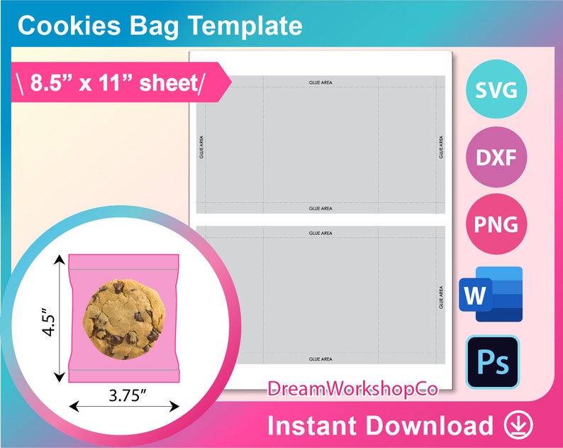 Cookie Wrapper Template SVG DXF Ms Word Docx Png Psd - Etsy