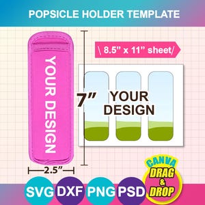Ice Pop Sleeve Sublimation Template, Canva, SVG, Dxf, PSD, PNG, Digital Download