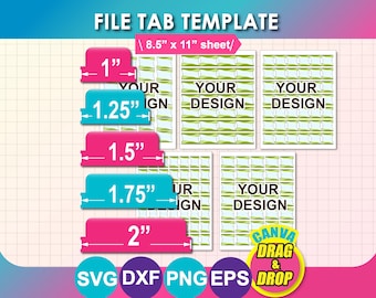 Folder Tag, Folder Tag, Journal Tab Template, Blank Page Tab, Book Tab Template, File Tab Template, Bible Tab, SVG, Canva, DXF, Png, Psd