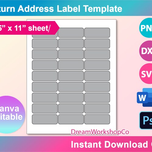 Round Corner Return Address Labels SVG DXF Ms Word Docx Etsy