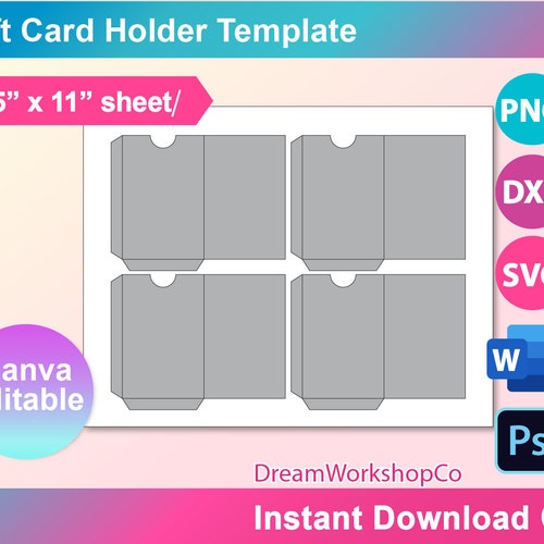 Card Holder Template Png Svg Pdf Dxf Eps Diy Gift Etsy