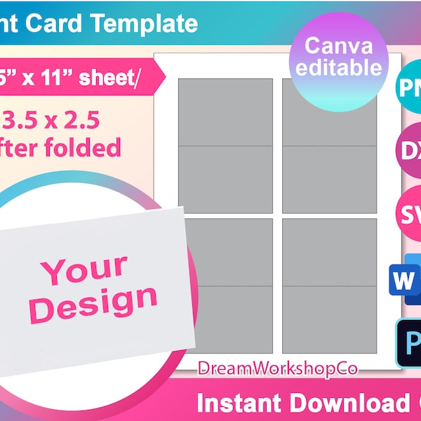 Tent Card Template, Food Label Card, SVG, DXF, Canva, Ms Word docx, Png, Psd, 8.5"x11" sheet, Printable, Instant Download