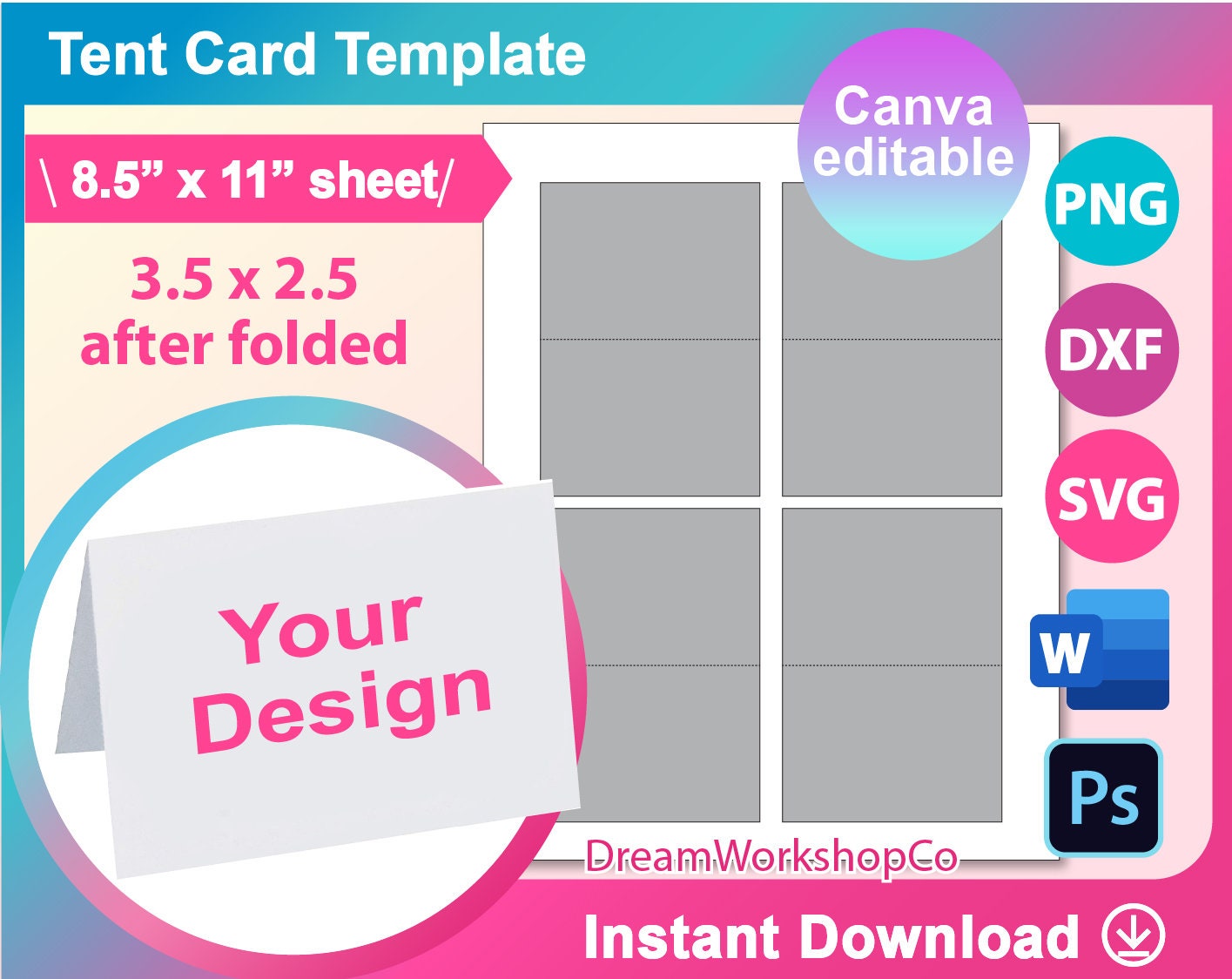 Tent Card Template Food Label Card SVG DXF Canva Ms Word Docx Png 