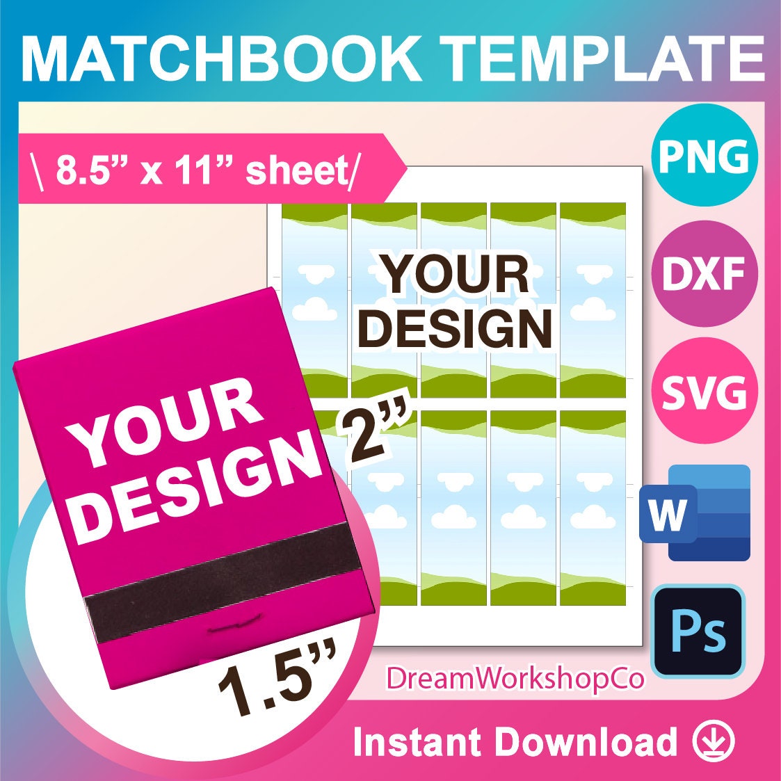 Matchbook Template.pdf Matchbook Template, Match Book SVG, Canva, DXF, Ms Word DOCX, Png, Psd ...