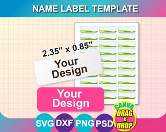 Printable Name Label Template: 8.5"x11" Sheet, Canva, Word, Photoshop (Digital Download)