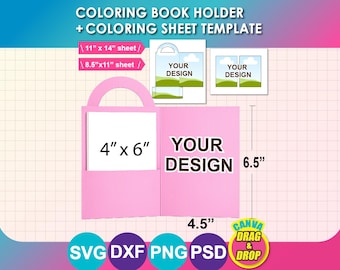 Coloring Book Holder template, Coloring Sheet Template Canva,PSD, PNG, SVG, Dxf, Printable, Instant Download