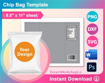 Chip Bag Template SVG DXF Ms Word Docx Png Psd | Etsy