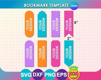 Sales!! Bundle Bookmark Template: Canva, SVG, PNG, DXF (8.5"x11" Sheet) (Digital Download)
