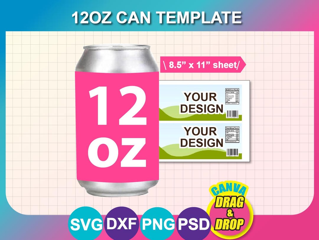 12oz Soda/beer Can Template: Customizable Label (digital Download