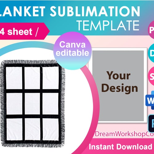 Blanket Sublimation Template Blanket Template for Etsy