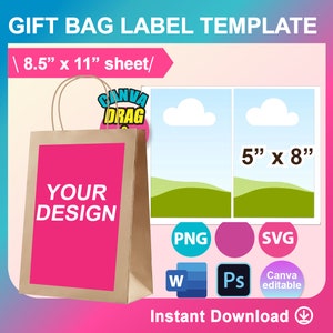 Etikett für Geschenktüten, Etikett für Geschenktüten. SVG, Canva, DXF, Ms Word Docx, Png, PSD, 8.5 "x11" Blatt, bedruckbar