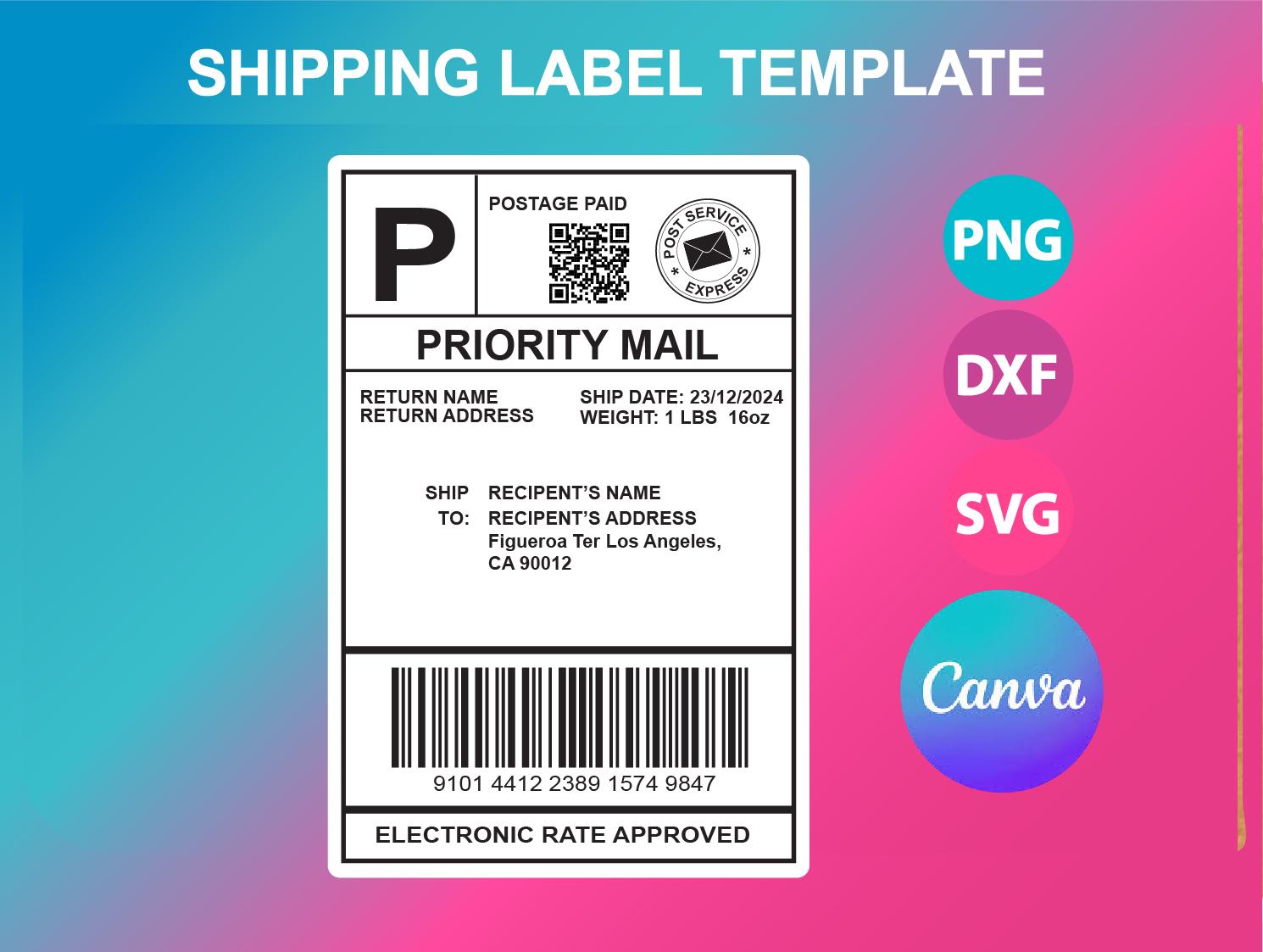 Editable Shipping Label Template ,canva, PNG, SVG, Dxf - Etsy