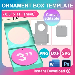 Ornament Box Template, Ornament Gift Box Template, Ceramic Ornament Box Template SVG, Ornament ...