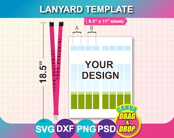 Lanyard sublimation, Canva, SVG, DXF, Ms Word Docx, Png, Psd, 8.5x11 sheet