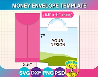 Money Holder, Money Envelope Template, Case Envelope Cut file, SVG, Canva, Ms word, PNG, SVG, Dxf, 8.5x11&quot; sheet, Printable