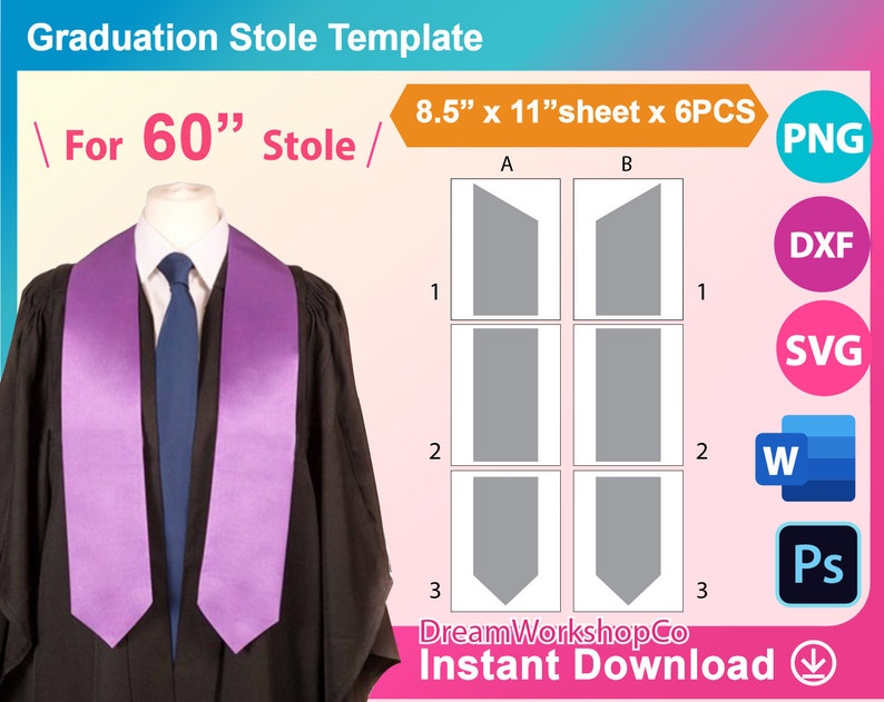Stole Template Graduation Stole Template Stole Template SVG - Etsy