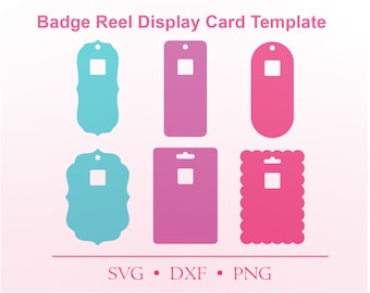 6 styles Badge Reel Card, Badge Reel Display Card, Badge Reel Card  Template, SVG, DXF, Png, 8.5x11 sheet, Printable