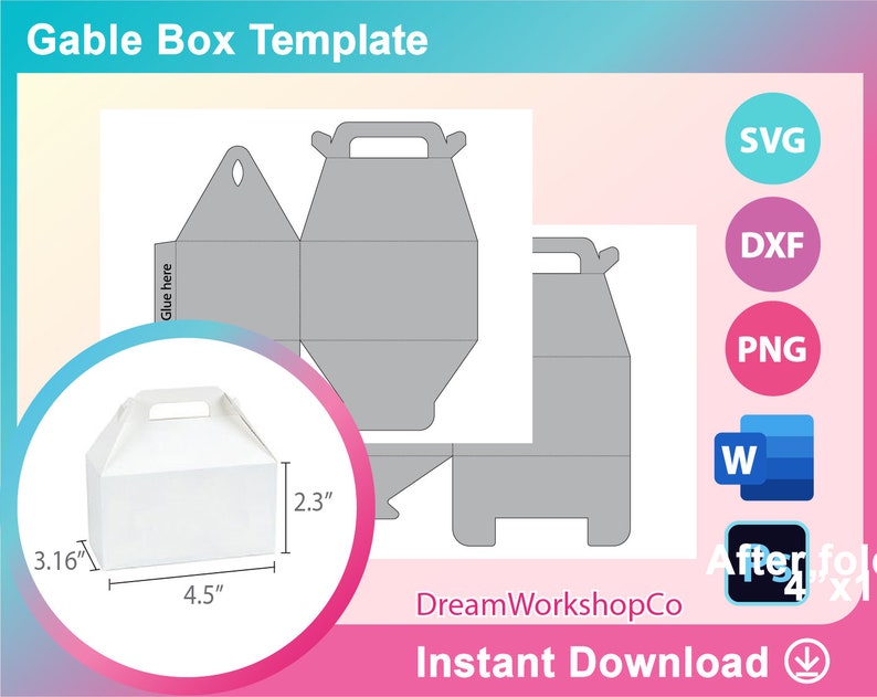 Download Ms Word Docx Png Dxf Printable Gable Box Template 8 5x11 Sheet Psd Svg Paper Paper Party Supplies Kromasol Com