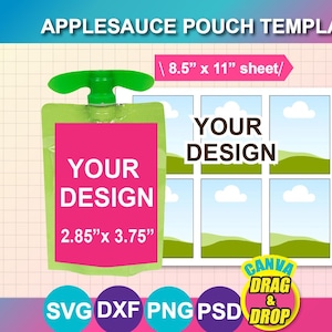 Applesauce Label Template: Canva Drag & Drop, SVG, PNG, PSD (8.5"x11" Sheet) (Digital Download)