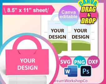 Lip balm Purse Template, Lip Balm Box Template, SVG, DXF, Canva, DOCX, Png, Psd,  8.5x11" sheet, Printable, Instant Download