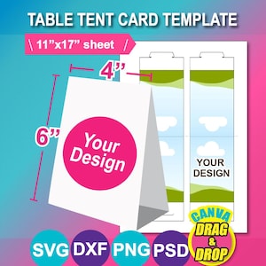 テーブルテントカードテンプレート：6インチ×4インチ、11×17インチシート（デジタルダウンロード）